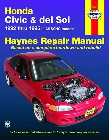 1992-1995 Honda Civic & del Sol Covering Repair Shop Manual