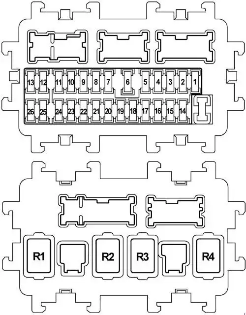 2008–2017 Infiniti FX35, FX50 and Infiniti QX70 Fuse Panel Diagram
