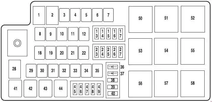 2010-2012 Lincoln MKZ - Diagram of Fuse Box