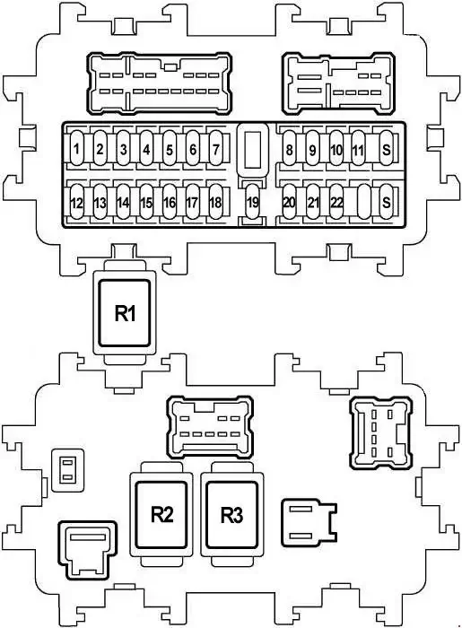 2003-2008 Nissan Teana - Schematic of the Fuse Panel