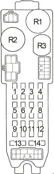 1983-1987 Toyota Corolla (AE86) Schematic of the Fuse Panel