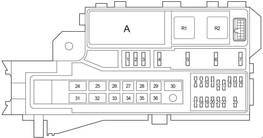 2004-2015 Toyota Fortuner - Diagram of the Fuse Box
