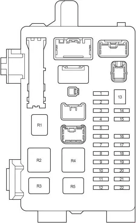 Toyota Ipsum / Picnic / SportsVan and Toyota Avensis Verso (2001-2009) Scheme of the Fuse Panel
