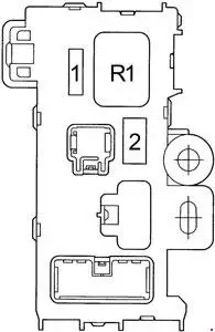 1995-2002 Toyota Corolla (E110) Location of the A/C and Heater Fuse